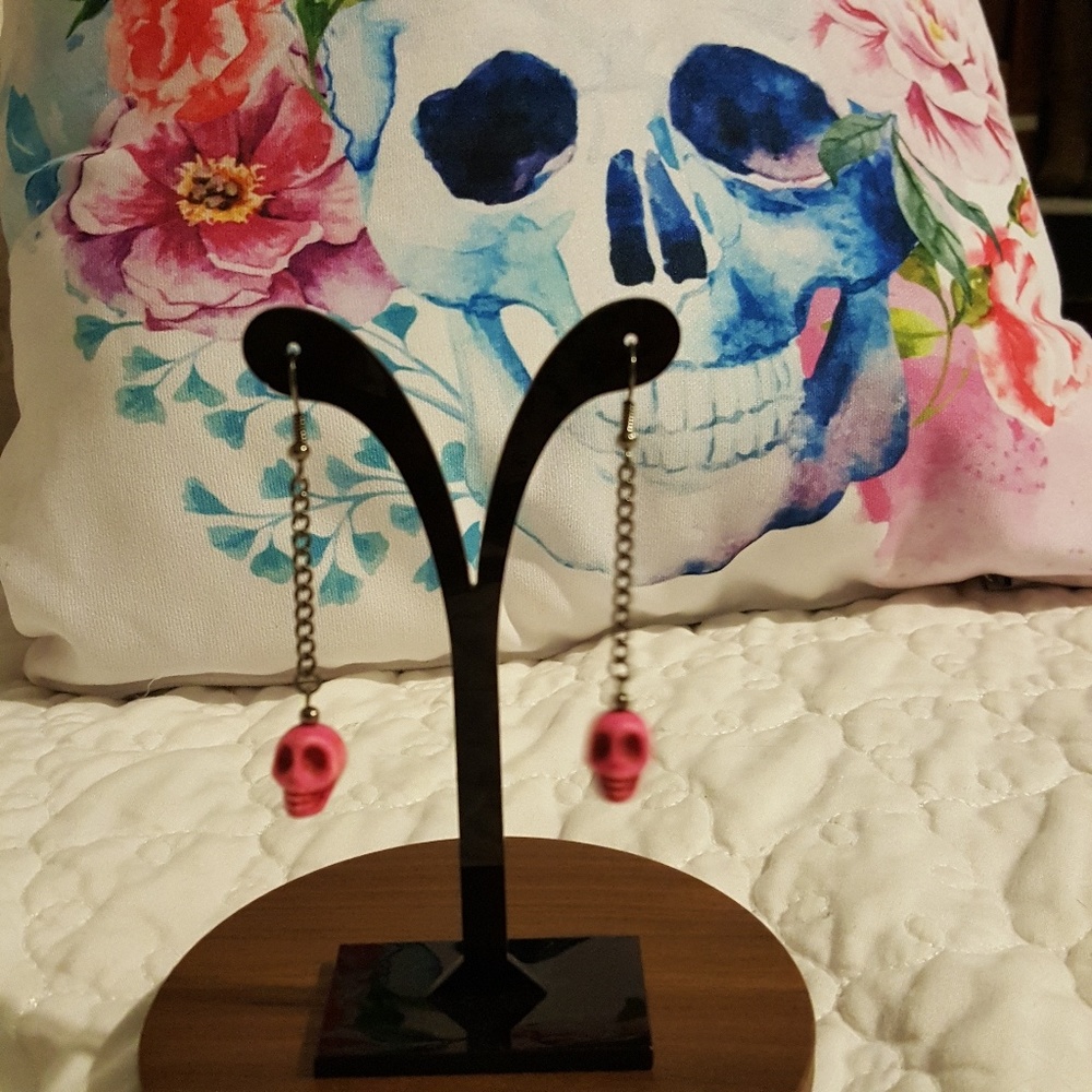 Hot pink skull earrings